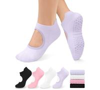yeuG Grip Pilates Socks for Women Yoga Socks with Grips Open Top Non Slip Grippy Socks for Barre, Ballet, Barefoot Workout
