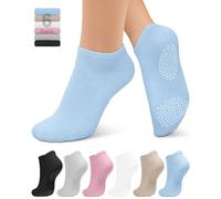 yeuG Pilates Socks for Women Grip Socks Non Slip Yoga Socks Grippy Socks Woman for Pure Barre, Barefoot Workout, Hospital, E01-black/Beige/Light Grey/Pink/Blue/White, Small-Medium
