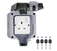 YEUKYEA IP66 Waterproof Outdoor Electrical Socket,13A UK Double Socket with Safety Shutter,Weatherproof for Garden,Patio,Garage,Caravan Use,British Standard Grounded Plug,Easy to Install