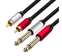 Yeung Qee 2 x 6.35 mm to 2RCA Cable,Dual 1/4 inch TS Stereo Jack Male to 2 RCA Male Stereo Audio Cable Splitter Adapter (1.5M)