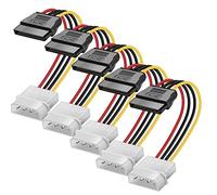 Yeung Qee 5Pack 4 Pin Molex to SATA Power Cable Adapter,SATA 15 Pin Male to Molex LP4 Female Power Cable (5pack, Black)
