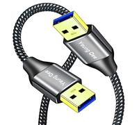 Yeung Qee USB 3.0 A to A Male Cable 2M, SuperSpeed Braided USB A Male to Male Data Cable Double End Cord Connector for Hard Drive Enclosures, DVD Player, Laptop Cooler (2M/6FT)