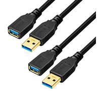 Yeung Qee USB 3.0 Extension Cable 0.3M, High Speed USB 3.0 A Male to A Female Extension Cable (1 FT/30cm) - 2 Pack