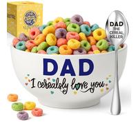 YEUYUQIU Dad Gifts from Daughter - Ideal Father's Day Birthday Gifts for Daddy Father, Dad Cereal Bowl Spoon Set Present for Valentines Fathers Day Christmas - Cerealsly Love You Daddy