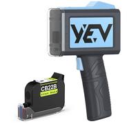 YEV Handheld Inkiet Printer V127 Newly Enhanced 16-Hour Continuous Printing 5 Wheel Support for Printing Batch Numbers, Logos, Serial Numbers, Barcodes, and QR Codes on Diverse Materials (Blue)