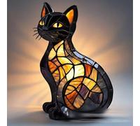 Yevheniy Cat Lamp, Cats Series Art Night Light, 3D Cute Pet Vintage Home Decor, Retro Stained Resin Tabletop LED Night Light, Fun Gift for Dog Lover (Cat-B)