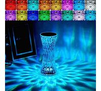 Yevheniy Small Waist Crystal Diamond Table Lamp, 16 Color Changing Night Lights, Touch Contronl USB Rechargeable Bedside Lamp with Remote for Kids Bedroom,College Dorm,Party Dinner Christmas Decor