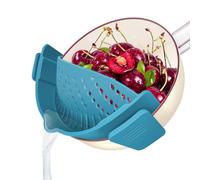 YEVIOR Clip on Strainer for Pots Pan Pasta Strainer, Silicone Food Strainer Hands-Free Pan Strainer, Clip-on Kitchen Food Strainer for Spaghetti, Pasta, Ground Beef Fits All Bowls and Pots - Teal