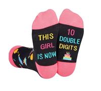 YEVON 10th Birthday Funny Socks for Girls - Cute 10 years Old Socks - Novelty Warm Double Digit Birthday Sock - Practical and Beautiful Gifts for 10 year Old Girls