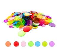 YEVON 200 Pcs 3/4 Inch Coloured Clear Plastic Bingo Chips