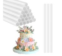 YEVON 24Pcs Cake Dowels for Tiered Cakes - 9.44 Inch Plastic Cake Support Rods for Cake Stacking & Construction - White Cuttable Cake Dowel Sticks for Multi-Layer Cakes, Weddings, Birthdays & Parties