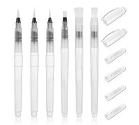 YEVON 6 Pcs Refillable Water Brush Pen Set - Watercolour Brush Pens with Refillable Reservoir - 7.48 inch Watercolour Brushes with Fine Medium Large Tips - Portable Water Pens for Sketching, Painting