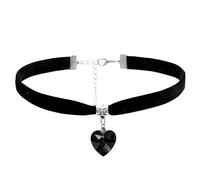 YEVON Black Heart Choker Necklace for Women - Velvet Gothic Black Choker with Heart Pendant - Adjustable with Extension Chain - Perfect for Cosplay & Valentine's Day