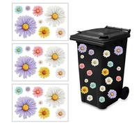 YEVON Daisy Bin Stickers - 3 Sheets Waterproof, Fade-Resistant, Multi-Use Flower Decals for Wheelie Bins, Fridge, Wall & Outdoor Decoration