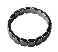 YEVON Hematite Bracelet Men - Natural Stone Adjustable Elastic Black Bracelet for Men - Masculine Energy Balance & Confidence Boost Jewelry - Grounding Crystal Accessory for Daily Wear
