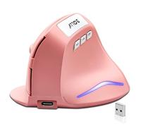 Yevsinbay Wireless Vertical Ergonomic Optical Mouse, Pink Computer Mouse with 3 Adjustable DPI 1000/1600/ 2400, 5 Buttons for Laptop, Desktop, PC, MacBook