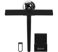 Yew Design 23 cm Squeegee Set with Over Wall Hanger, Suction Cup, and Hook, Glass Cleaning Squeegee for Shower Doors, Windows, Glass Doors, Bathrooms, Mirrors, Car Windshield - Matte Black