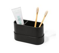 YEW DESIGN - Matte Black Large Toothbrush Holder for Bathroom Large 2 Compartment Toothpaste and Electric