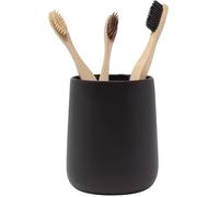 Yew Design Matte Black Toothbrush and Toothpaste Holder and Cup for Bathroom Vanity and Countertop, Round Organizer for Electric Toothbrushes, Floss, Razors, Cotton, and Mouthwash