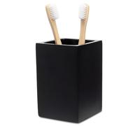 Yew Design Matte Black Toothbrush and Toothpaste Holder for Bathroom Vanity and Countertop, Square Organizer for Electric Toothbrushes, Floss, Razors, Cotton, and Mouthwash
