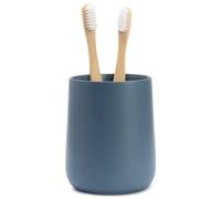 Yew Design Matte Blue Toothbrush and Toothpaste Holder and Cup for Bathroom Vanity and Countertop, Round Organizer for Electric Toothbrushes, Floss, Razors, Cotton, and Mouthwash