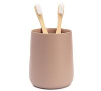 Yew Design Matte Dusty Pink/Mauve Toothbrush and Toothpaste Holder and Cup for Bathroom Vanity and Countertop, Round Organizer for Electric Toothbrushes, Floss, Razors, Cotton, and Mouthwash