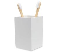 Yew Design Matte White Toothbrush and Toothpaste Holder for Bathroom Vanity and Countertop, Square Organizer for Electric Toothbrushes, Floss, Razors, Cotton, and Mouthwash