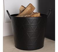 Yew Fireside Log Bucket Contemporary Design Iron Matte Black