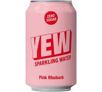 YEW Pink Rhubarb Sparkling Water - 1 x 330ml Can - ZERO Sugar, ZERO Sweetener, All Natural Rhubarb Flavoured Water, ZERO Calories, Gluten Free, Keto Friendly and Vegan Healthy Fizzy Drink