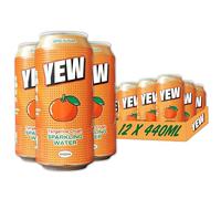 YEW Tangerine Crush Sparkling Water - 12 x 440ml Cans - ZERO Sugar, ZERO Sweetener, Natural Citrus Flavour, ZERO Calories, Gluten Free, Keto & Vegan Fizzy Drink