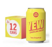 YEW Yuzu Grapefruit Sparkling Water - 12 x 330ml Cans - ZERO Sugar, ZERO Sweetener, All Natural Citrus Flavoured Water, ZERO Calories, Gluten Free, Keto Friendly and Vegan Healthy Fizzy Drink