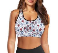 Yewattles Back Cell Phone Pocket Sports Bras for Women Sports Bra Womens Sports Bras Funny Print Workout Sport Bra, American Flag Color Star, 4X-Large