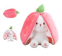 YEWCEP Easter gifts children, cuddly toys, plush toy, Easter gifts, cuddly toy rabbit, plushie, rabbit cuddly toy, Easter bunny plush cuddly toy, plush rabbit strawberries, 18 cm