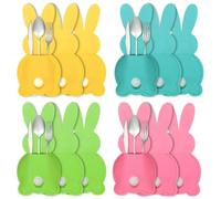 YEWCEP Pack of 12 Easter Table Decorations, Easter Nests for Filling, Cutlery Holder, Easter Bunny Felt, Easter Bunny Cutlery Bag, Cutlery Bag, Table Decoration, for Storing Party Utensils
