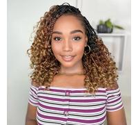 YEWELL 9 Packs Goddess Box Crochet Hair Braids Boho Crochet Hair Braids with Curly Ends for Black Women 12 Inch Pre Drilled Bohemian Crochet Box 12 Inch