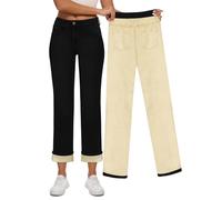 Yewfirm Women Fleece Lined Jeans Women's High Waisted Straight Leg Jeans Winter Fleece Lined Jean Pants