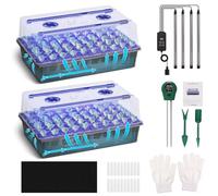 Yewhick 120-Cell Self-Watering Seed Starter Trays with Grow Light, Seed Starter Kit with 3-in-1 Soil Moisture Meter, Indoor Seedling Starter Tray for Plant Germination, Seeds Growing