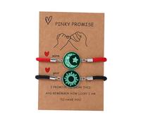 Yewkit 2pcs Sun and Stars Moon Couples Bracelets Pinky Promise Friendship Bracelets Set Gift for Valentine's Day Bracelet for Partners, One Size, Glass, no gemstone