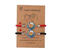 Yewkit 2pcs Sun and Stars Moon Couples Bracelets Pinky Promise Friendship Bracelets Set Gift for Valentine's Day Bracelet for Partners, L, Glass, no gemstone