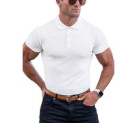 Yewloch Men's Slim Fit Cotton Muscle Polo Shirts Long & Short Sleeve Golf Tee Stylish Casual Business T Shirts （White-2XL）