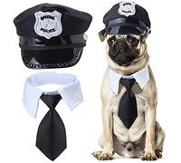Yewong 2-Piece Pet Police Costume Accessory Set - Dog & Cat Police Hat with Necktie & Dress Up Kit for Halloween & Christmas Cosplay