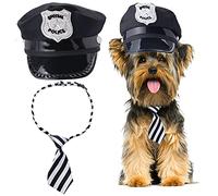 Yewong 2-Piece Pet Police Costume Accessory Set - Dog & Cat Police Hat with Necktie & Dress Up Kit for Halloween & Christmas Cosplay