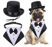 Yewong 2 Pieces Pet Formal Accessories Set - Pet Top Hat with Formal Pet Tuxedo Bandana Collar Birthday Party Gradation Halloween Costumes Accessories for Dog Cat (Set-B) One Size