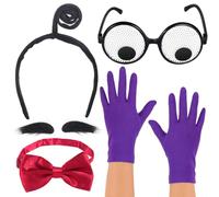Yewong 5 Pieces Adult Emotion Costume Accessories Set Tentacle Headband Googly Eyes Glasses Eyebrows Bowtie and Gloves for Halloween Costume Party
