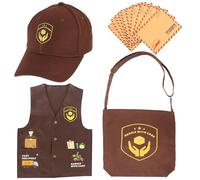 Yewong Adult Delivery Man Costume Set Postal Vest Cap Bag Envelopes for Halloween Parcel Service Career Day Cosplay