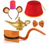 Yewong Halloween Monkey Fez Hat Costume Set with Magic Wish Lamp for Arabian Desert Prince Cosplay