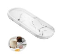 Yewseas Marble White Resin Oval Tray, 25 x 11 cm, Modern, Handmade Unique Design, Versatile Use, Wipe With Damp Cloth
