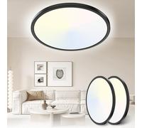 Yexati 30CM Bathroom Light 24W 3200LM 6000K/4000K/3000K IP54 Waterproof Bathroom Lights Ceiling, Ultra Thin Round Flush Ceiling Light for Kitchen Bedroom Toilet Porch Hallway Living Room Office 2 Pack