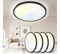 Yexati 30CM Bathroom Light 24W 3200LM 6000K/4000K/3000K IP54 Waterproof Bathroom Lights Ceiling, Ultra Thin Round Flush Ceiling Light for Kitchen Bedroom Toilet Porch Hallway Living Room Office 4 Pack