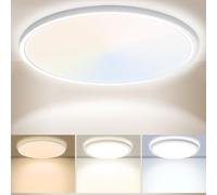 Yexati 30CM Bathroom Light 24W 3200LM 6000K/4000K/3000K IP54 Waterproof Ultra Thin Bathroom Lights Ceiling, Round Flush Ceiling Light for Kitchen Bedroom Toilet Porch Hallway Living Room Office